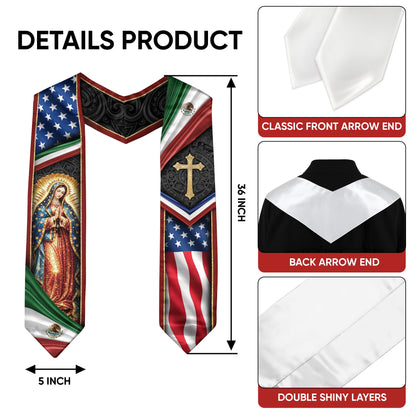 Mexican American Graduation Stole - Mexico USA Flag Dual Heritage Sash