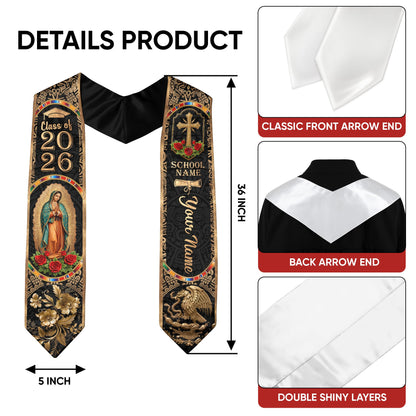 Custom Mexican Graduation Stole 2026 - Our Lady of Guadalupe & Eagle Heritage Sash