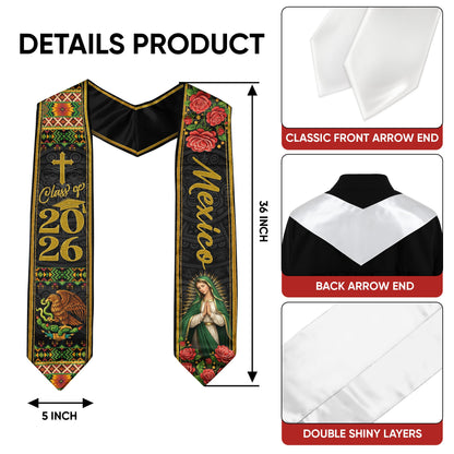 Our Lady of Guadalupe Graduation Stole 2026 - Mexican Heritage Graduation Sash