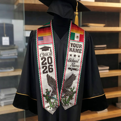 Mexican Graduate Sash 2026, Custom Personalized Stole for Graduation