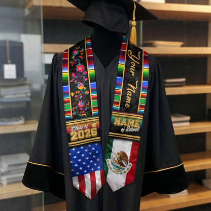 Custom Mexican Stole 2026, Mexico Graduation Sash, Personalized Graduate Gift