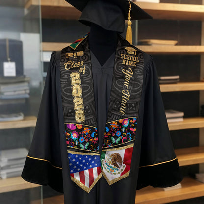 Mexico Stole 2026 Custom, Mexican Graduation Sash, Personalized Graduate