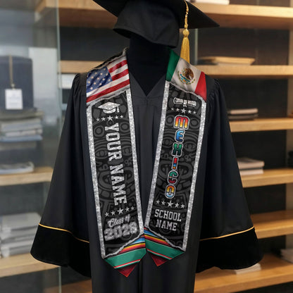 Personalized Mexican Stole 2026, Mexico Graduation Sash, Custom Graduate GIft