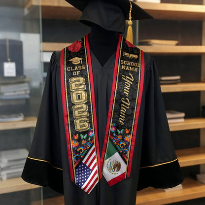 Mexican Sash 2026 Custom, Mexico Graduation Stole, Personalized Graduate Senior Stole