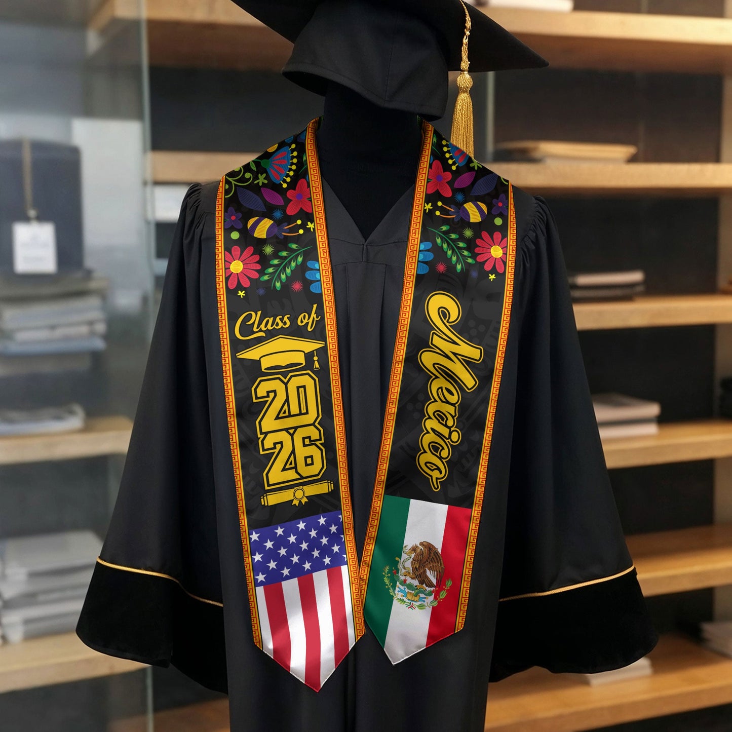 Mexican Stole Mexico 2026, Graduation Sash Elegant Design