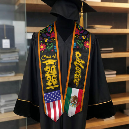 Mexican Stole Mexico 2026, Graduation Sash Elegant Design