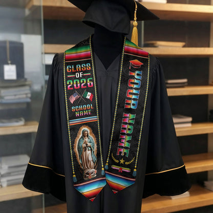 Mexican Graduation Sash 2026 Custom, Personalized Mexico Stole for Graduate, Classic Mexican Stole for Graduation Ceremony