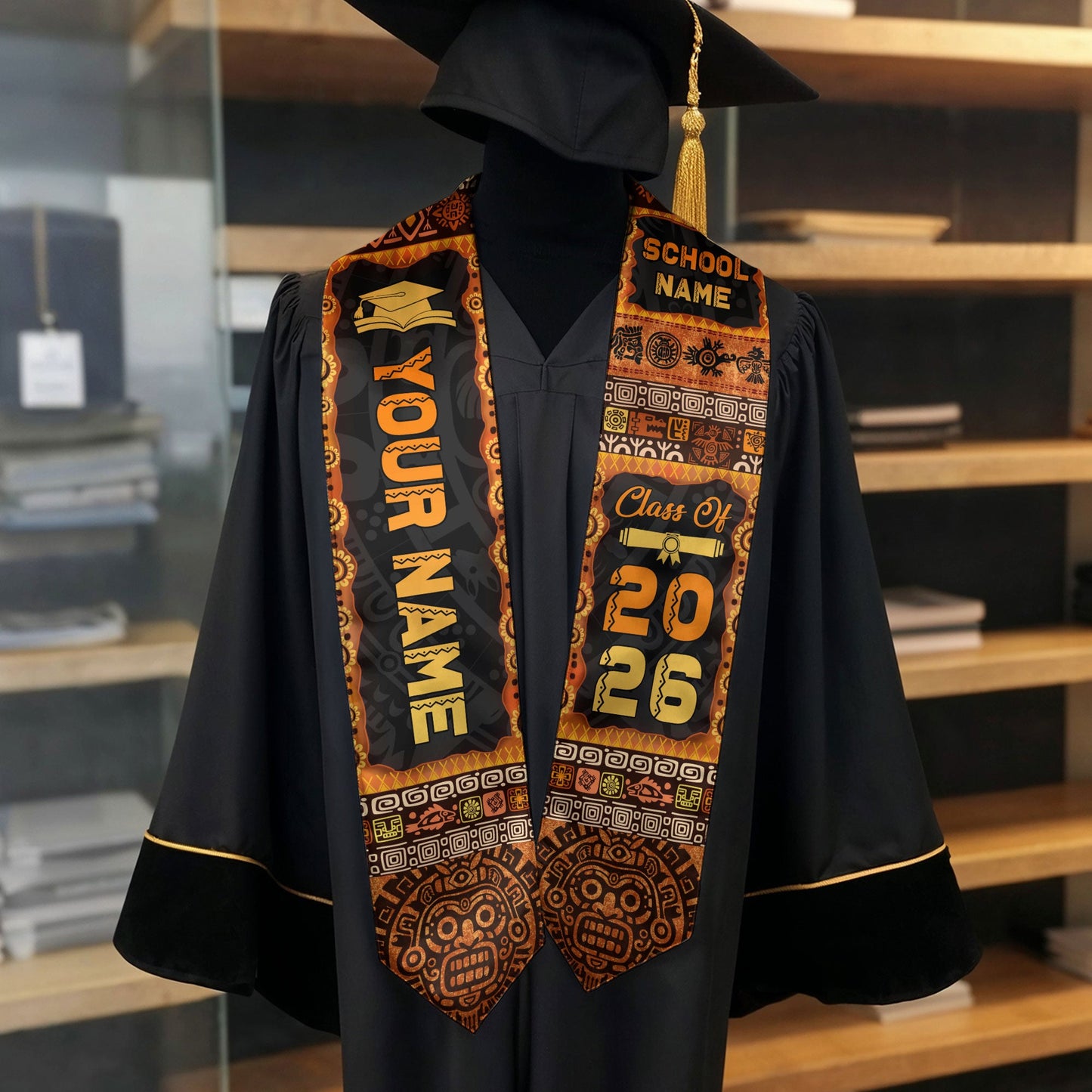 Custom Aztec Mexican Stole 2026, Mexico Graduation Sash for Graduate Success