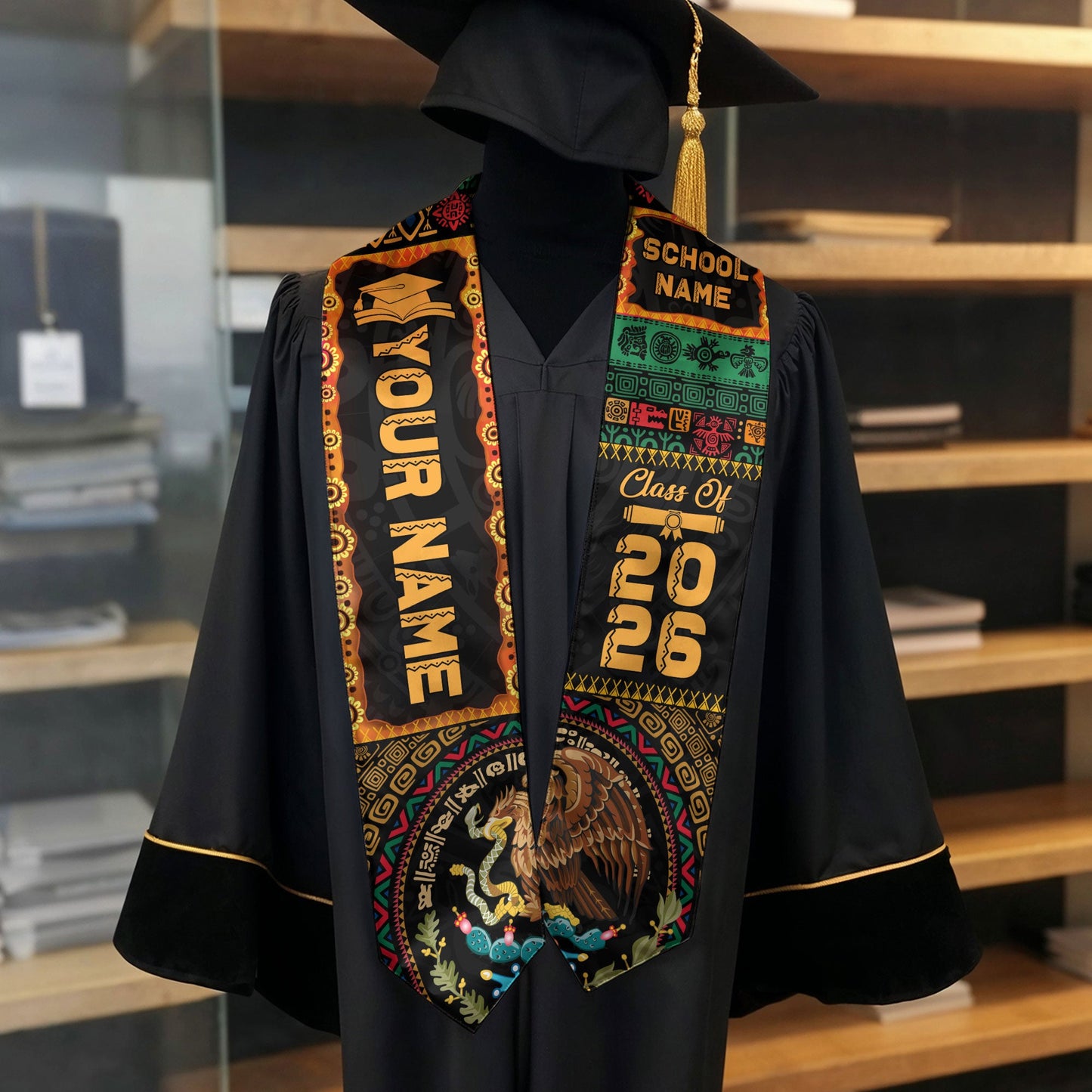 Mexico Aztec Graduate Stole 2026, Custom Mexican Graduation Sash Premium Quality