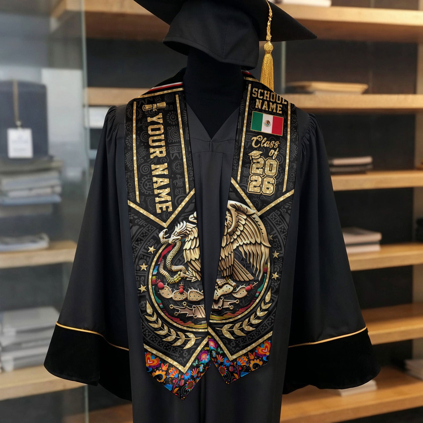 Custom Mexico Mexican Stole 2026, Graduation Sash for College Graduate