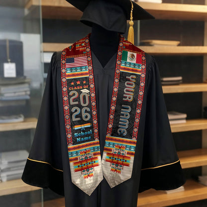 Custom Mexico Aztec Sash 2026, Mexican Graduation Stole for Graduate Day