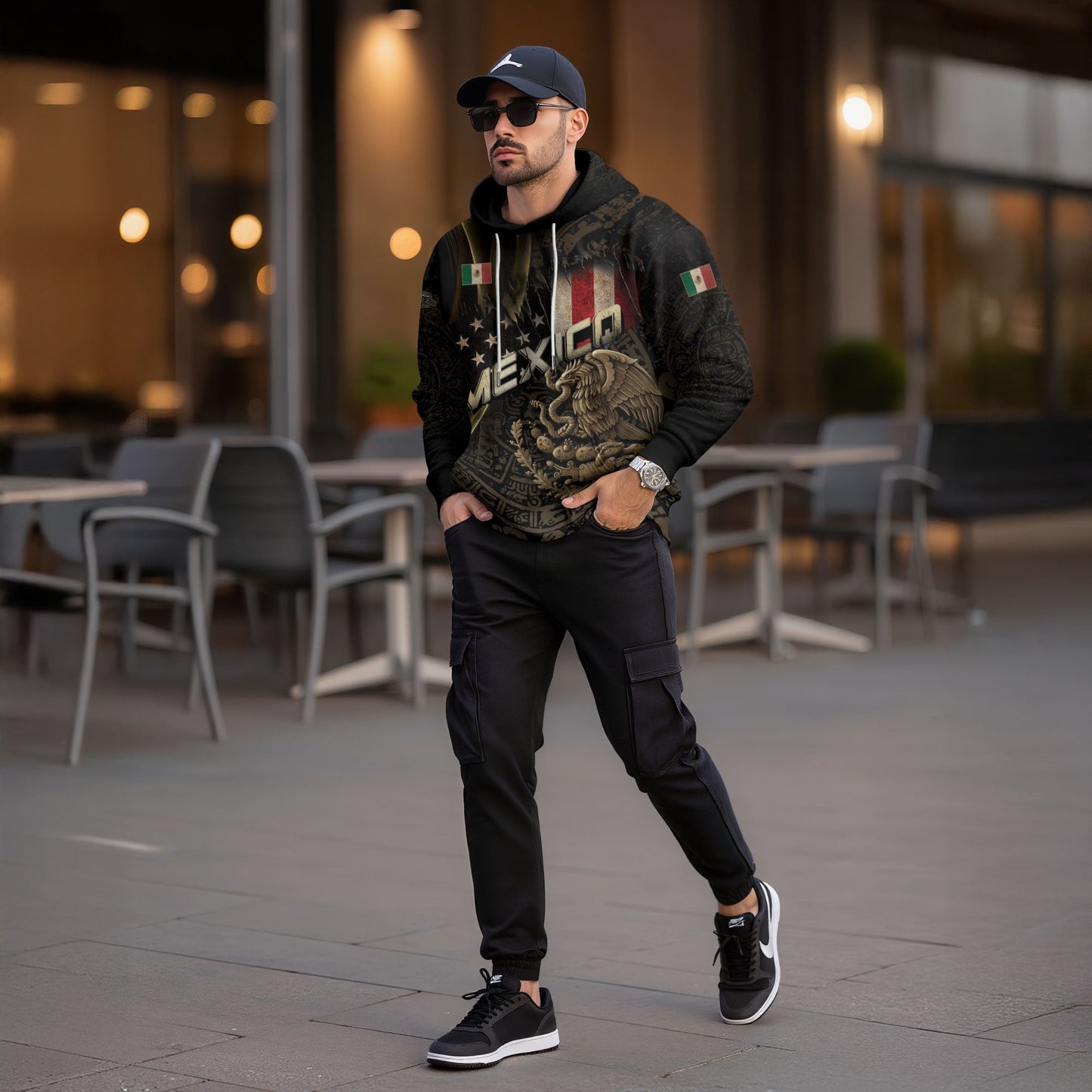 Mexico Eagle Aztec Tribal Pattern Cultural Heritage Mens Hoodie