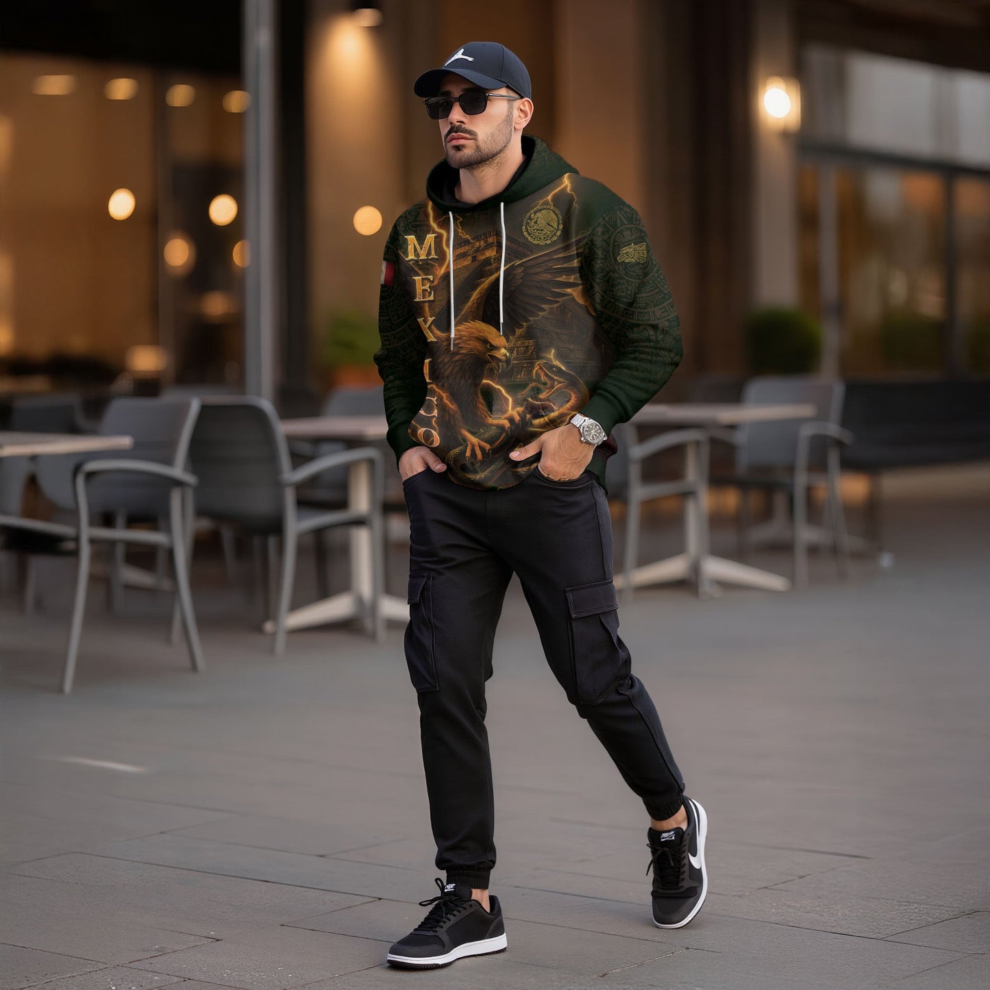 Mexican Aztec Cultural Heritage Eagle And Snake Mens Hoodie