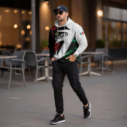 Mexican Black White Lightning Bolt Flag Heritage Mens Sudadera Mexico Hoodie