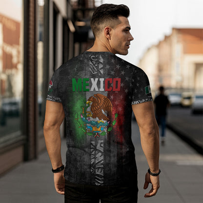 Mexico Flag Eagle Serpent Aztec Pyramid Heritage Pride Grunge Warrior Shirt
