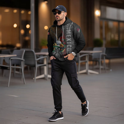 Mexican Warrior Aztec Eagle Snake Pyramid Mens Sudadera De Mexico Hoodie