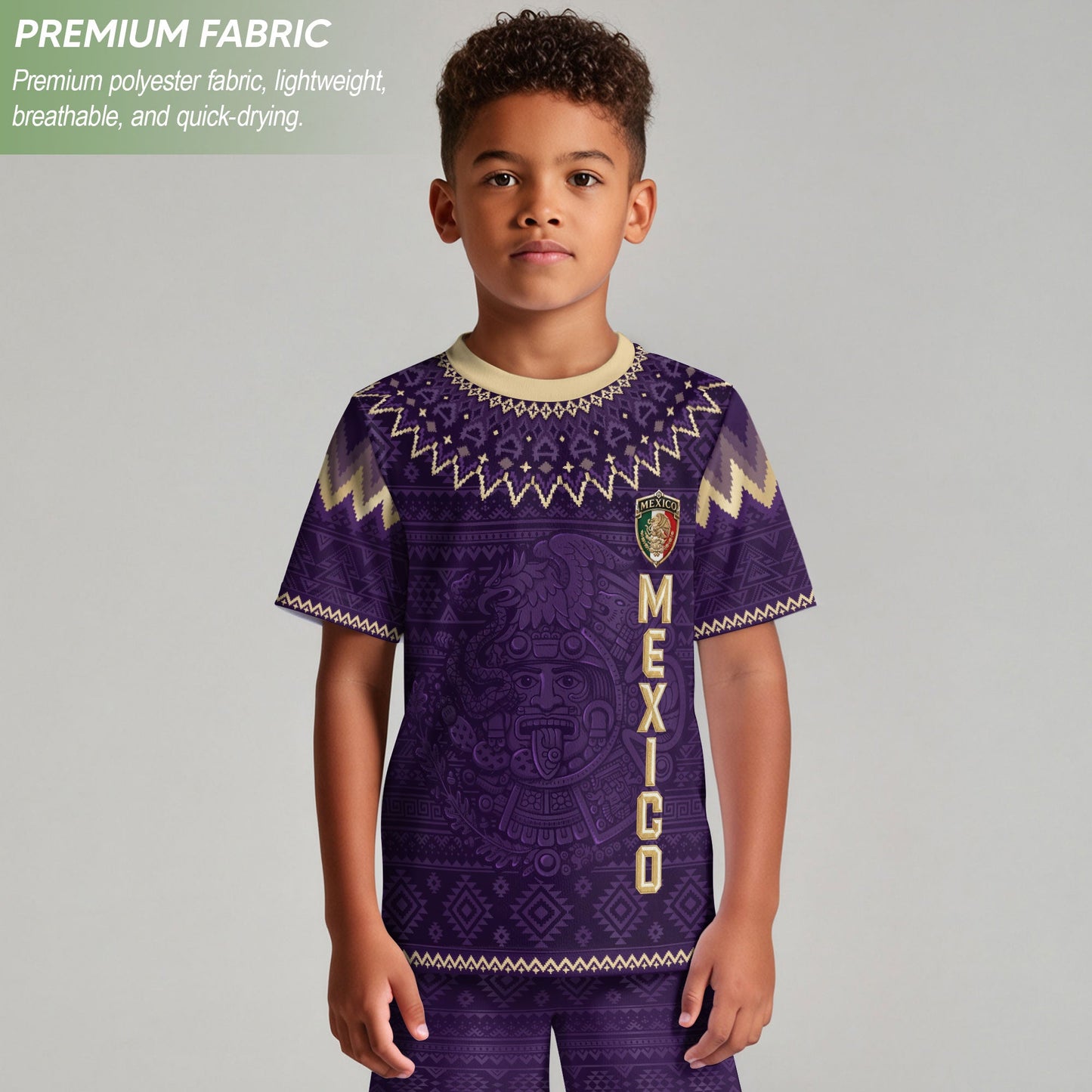 Mexico Soccer Jersey Kids Set Aztec Warrior Purple Gold Mexican Football