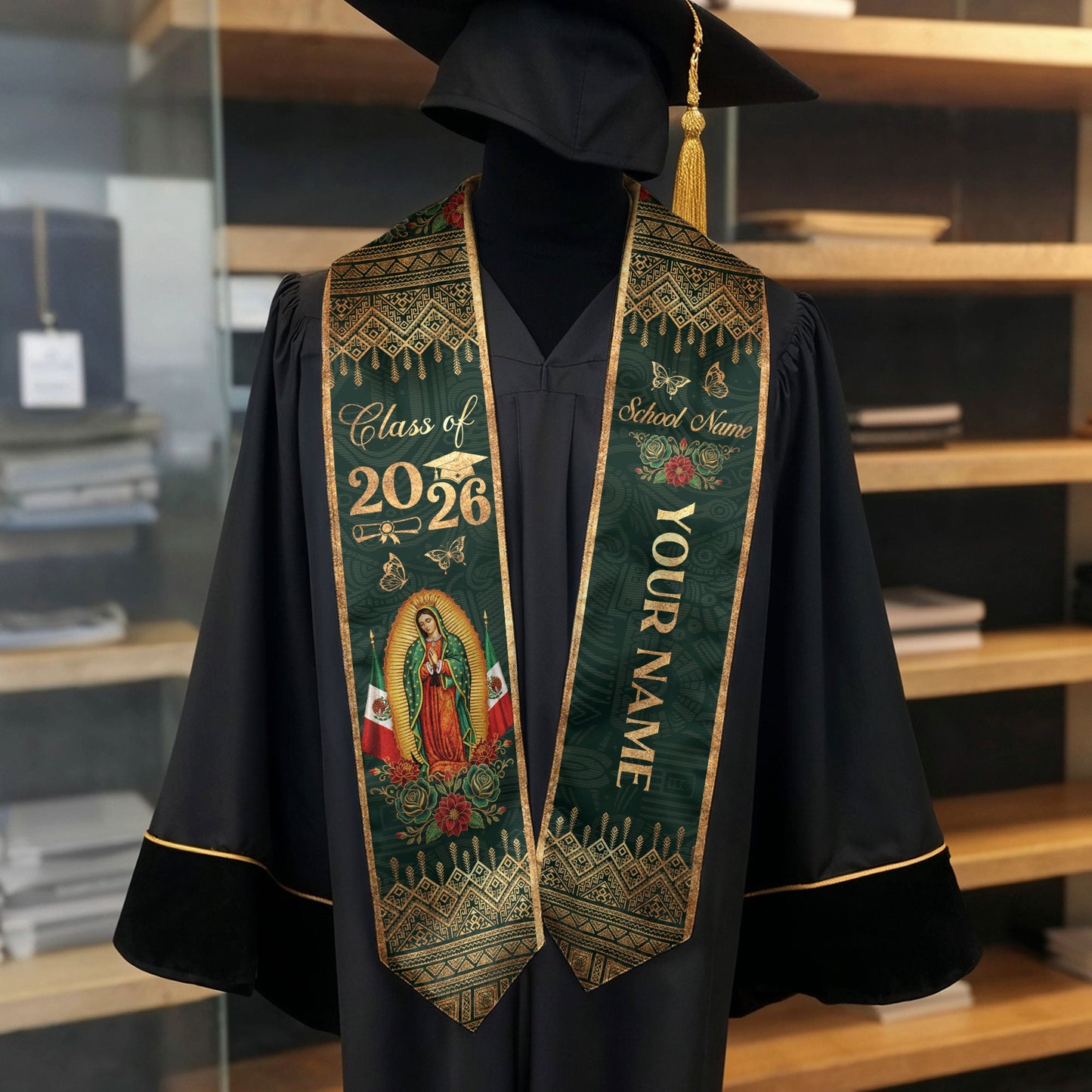 Mexican Graduation Stole 2026 Personalized Mexican Graduation Sash, Mexican Flag Stole