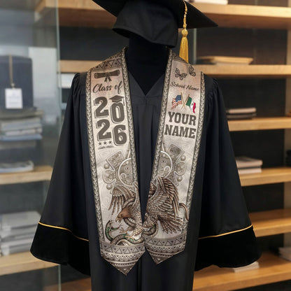 Mexican Graduation Stole 2026 Custom Mexican Graduation Sash, Mexican Flag Graduation Stole