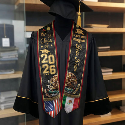 Mexican Graduation Stole 2026 Custom Graduation Sash Mexico, Mexican Flag Graduation Sash