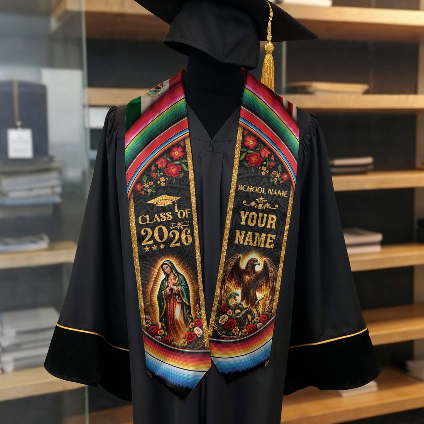 Mexican Graduation Stole Custom 2026 Graduation Sash Mexico, Mexican Flag Stole