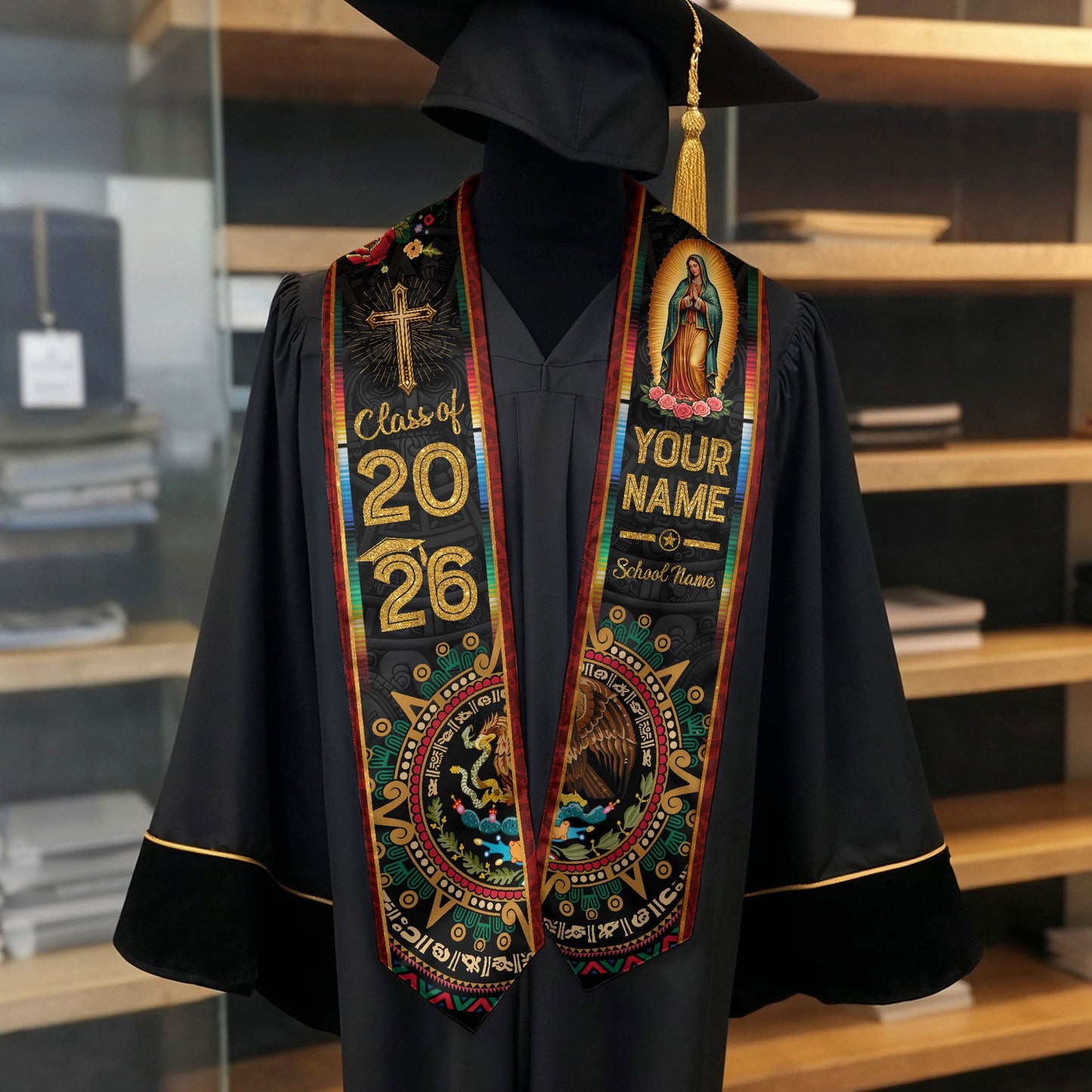 Personalized Mexican Graduation Stole 2026 Custom Mexico Graduation Sash Stoles for Graduation