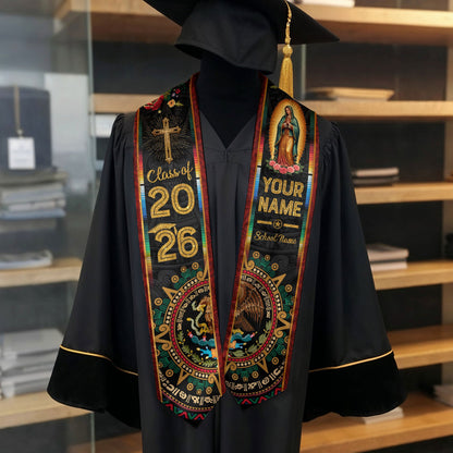Personalized Mexican Graduation Stole 2026 Custom Mexico Graduation Sash Stoles for Graduation