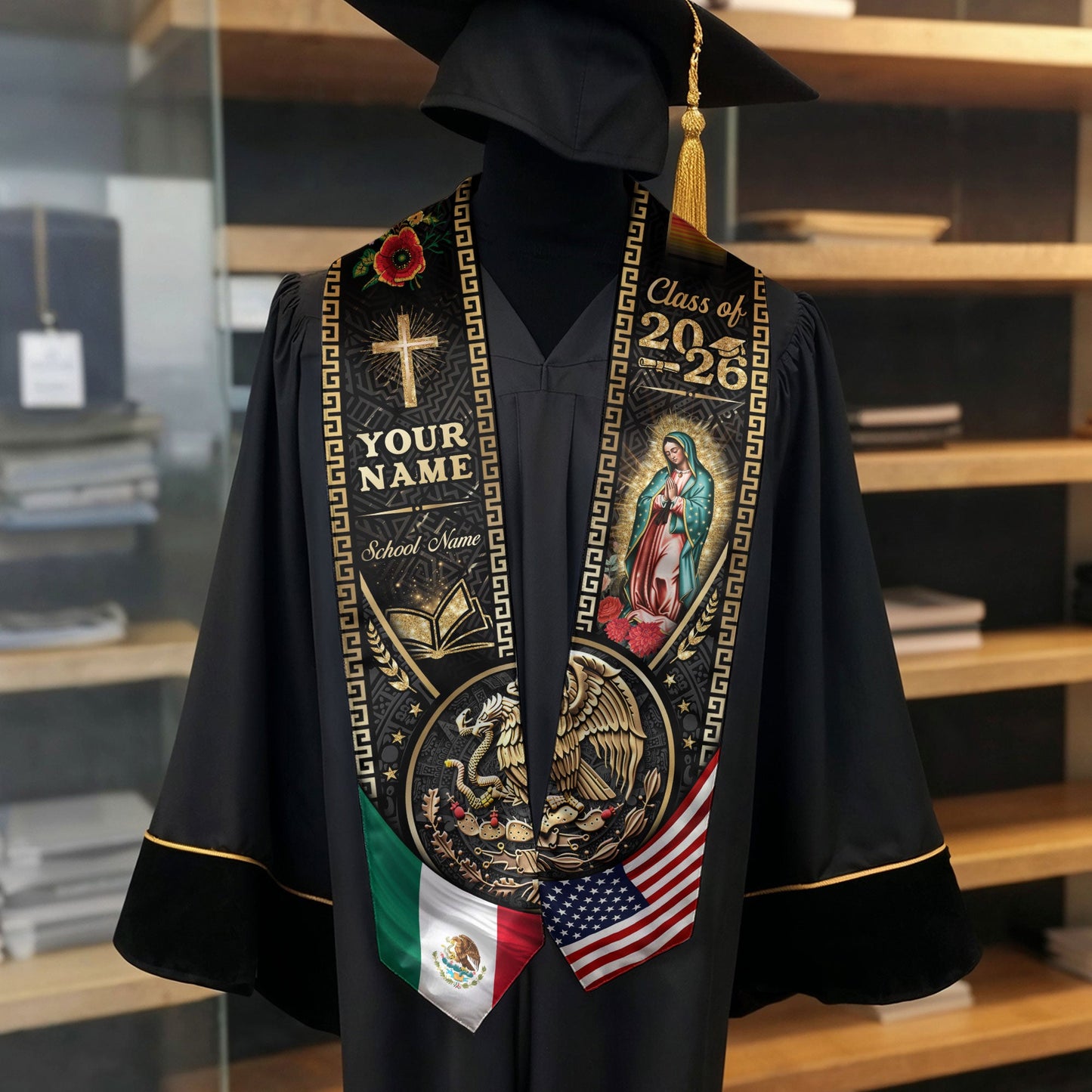 Custom Mexican Graduation Stole 2026 Personalized Mexican Graduation Sash Custom Graduation Stoles