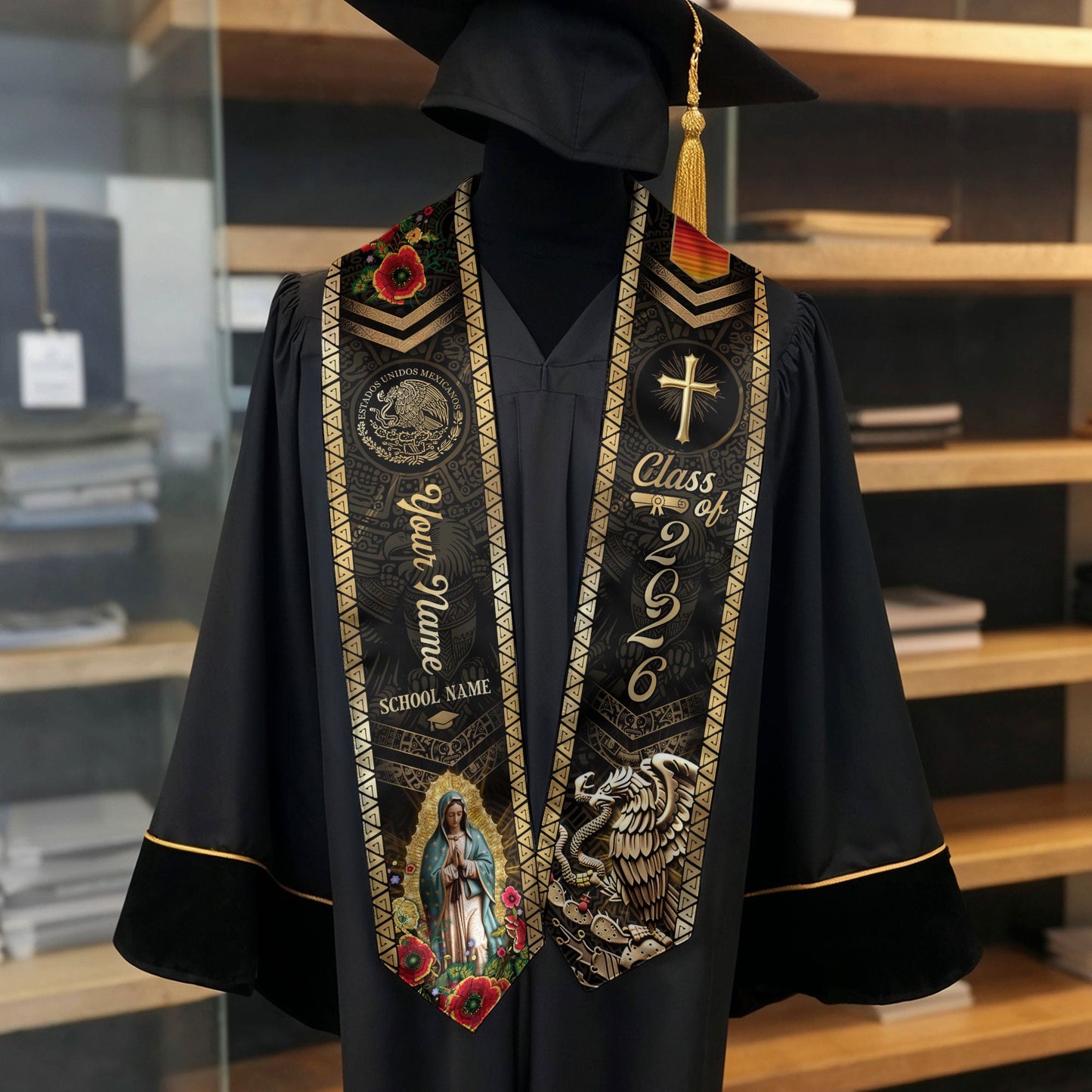 Custom Proud Mexican Graduation Stole 2026 Mexican Graduation Sash Personalized Graduation Stoles Mexico Graduation Sash