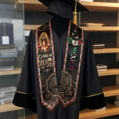 Class of 2026 Graduation Stole Mexico Guadalupe Premium Elegant Hispanic Sash Gift