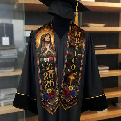 Mexico Graduation Stole Class of 2026 Virgen de Guadalupe Mexican Heritage Sash 2026