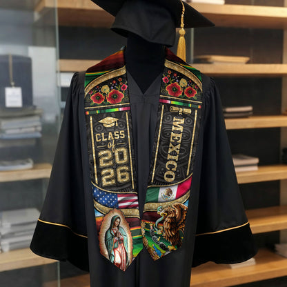 Mexican Graduation Stole 2026, Graduation Sash Mexico, Mexican Flag Graduation Sash, Mexican Stoles for Graduation