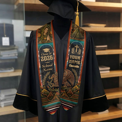 Custom Mexican Graduation Stole 2026 – Virgin Mary Catholic Heritage Sash