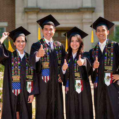 Custom Mexican Stole 2026, Mexico Graduation Sash, Personalized Graduate Gift