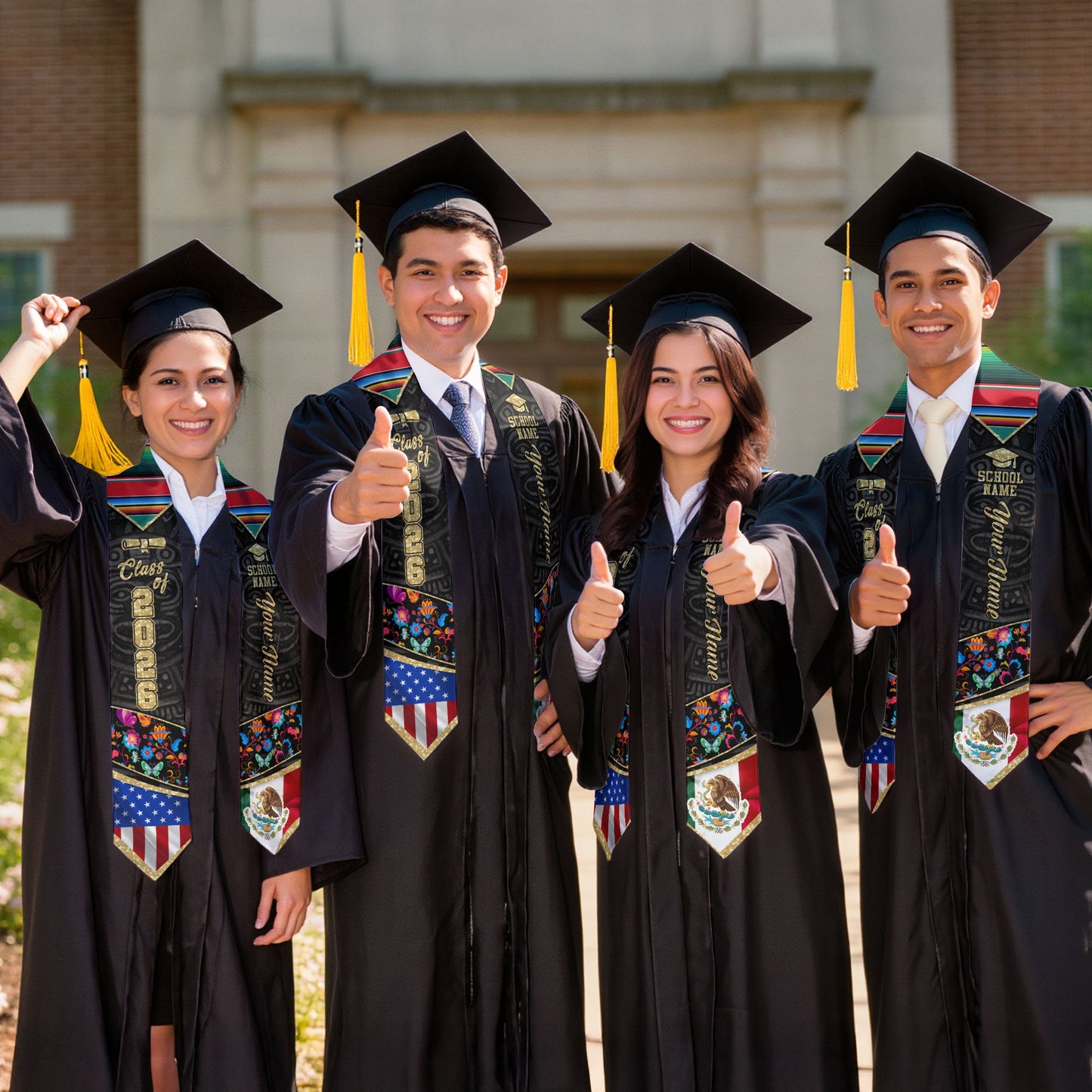 Mexico Stole 2026 Custom, Mexican Graduation Sash, Personalized Graduate