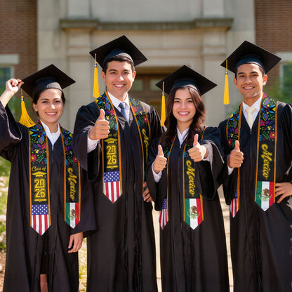 Mexican Stole Mexico 2026, Graduation Sash Elegant Design