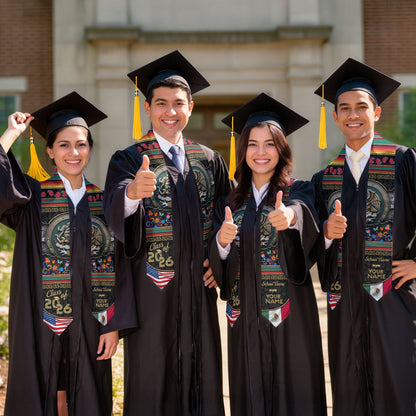 Personalized Mexico Graduate Stole 2026, Custom Mexican Sash for Graduation