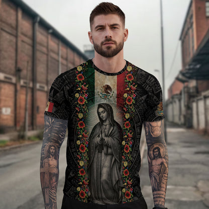 Mexico Heritage Pride Shirt 2-Pack Bundle – Guadalupe Aztec Floral Flag + Aztec Warrior Eagle Spirit