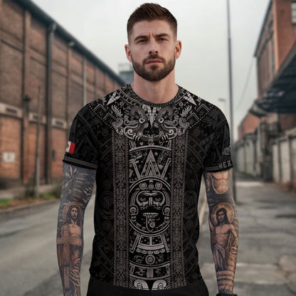Mexico Aztec Heritage Shirt 3-Pack Bundle – Sun Stone Black Pattern + Pyramid Warrior Spirit + Flag Eagle Serpent National Pride