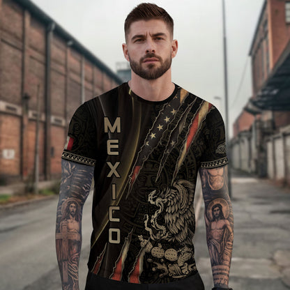 Mexico USA Flag Eagle Claw Aztec Heritage Warrior Shirt