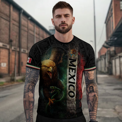 Mexico Flag Vibrant Eagle Serpent Vertical Stripe Heritage Pride Style Shirt