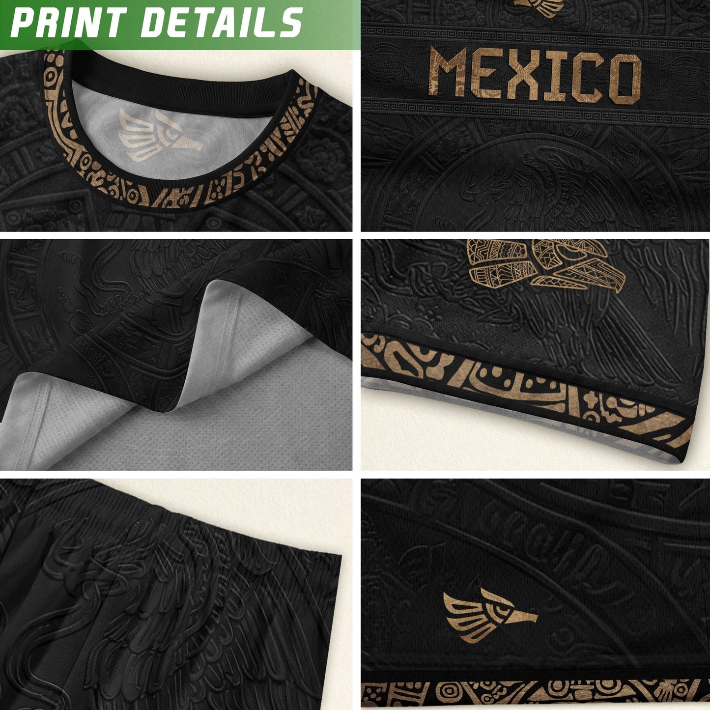 Mexico Heritage Black Bronze Vintage Athletic Aztec Calendar Soccer Jersey