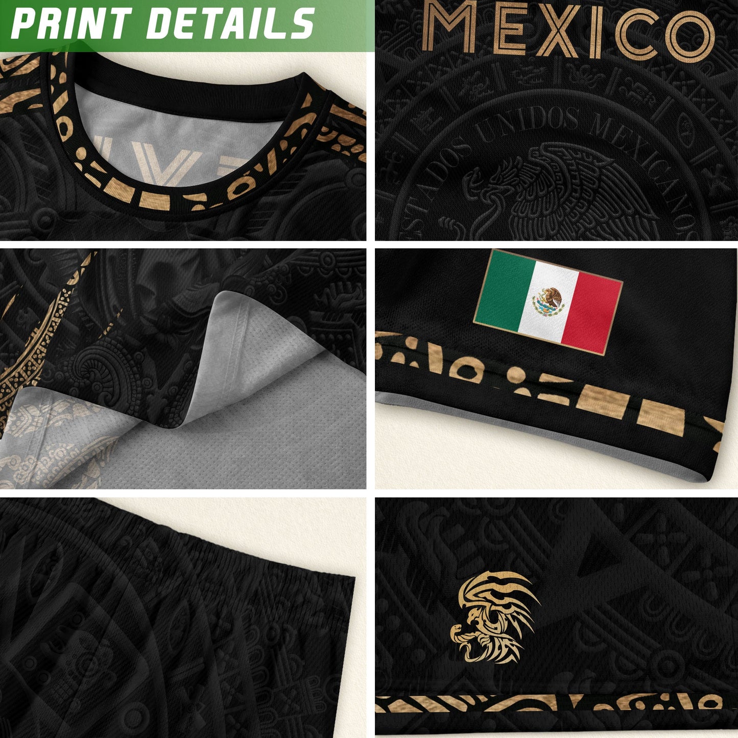 Mexico Heritage Orgullo Mexicano Black Gold Virgin Mary Guadalupe Catholic Soccer Jersey