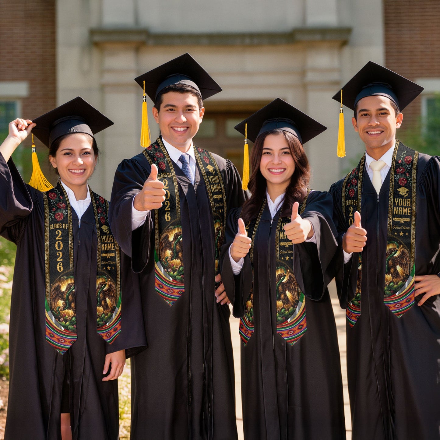 Mexican Graduation Stole 2026 – Custom Mexican Flag Graduation Sash, Mexican Stoles for Graduation