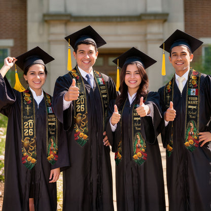 Mexican Graduation Stole 2026 Custom Graduation Sash Personalized Stoles for Graduation Mexico