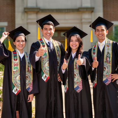 Mexico Graduation Stole Class of 2026 – Virgen De Guadalupe Mexican Flag Sash