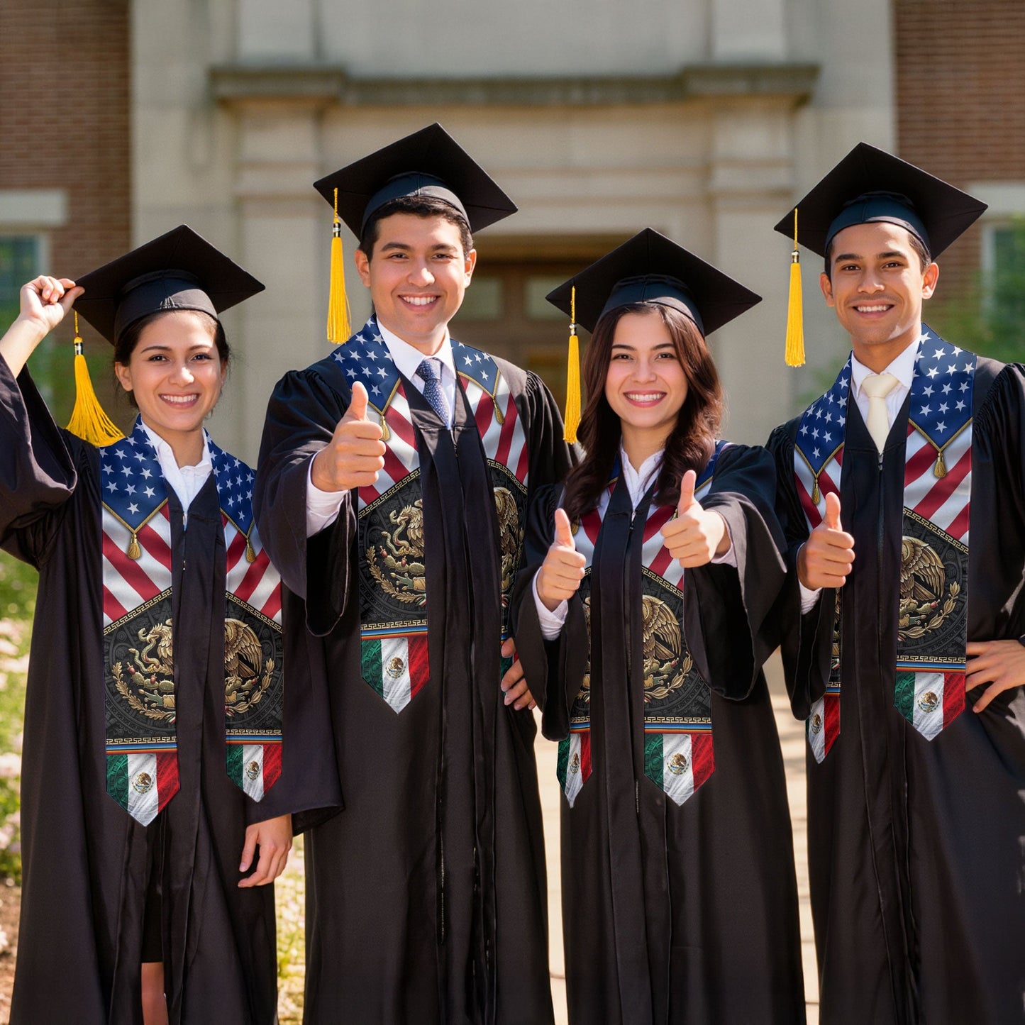 Mexican American Graduation Stole - Aztec Eagle Heritage Sash Gift