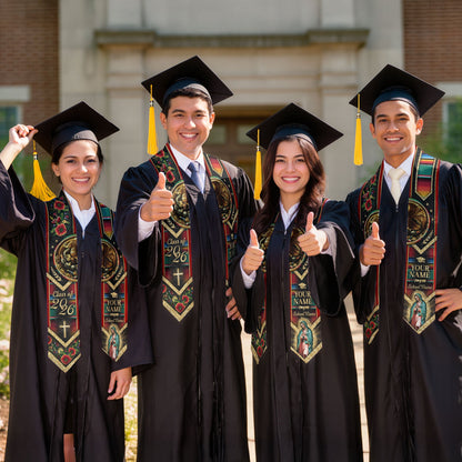 Custom Mexico Graduation Stole 2026 – Guadalupe Eagle Serape Sash Gift