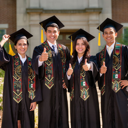Mexico Graduation Stole 2026 - Our Lady of Guadalupe & Aztec Eagle Heritage Sash