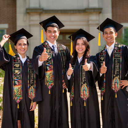 Class of 2026 Mexico Stole First Generation Guadalupe Aztec Eagle Rose Serape Tassel Sash